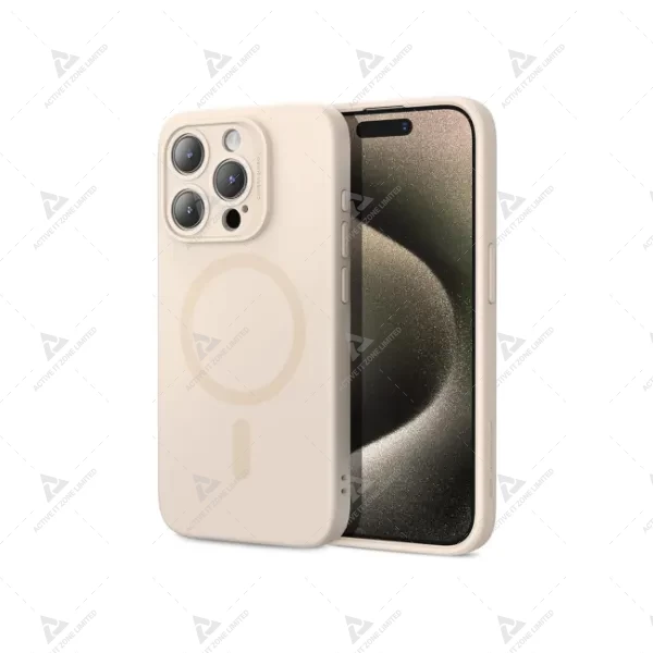 ESR for iPhone 15 Pro Max Case with MagSafe, Supports Magnetic Charging, Slim Liquid Silicone Case, Shock Absorbing, Screen and Camera Protection, Cloud Series, Light Tan